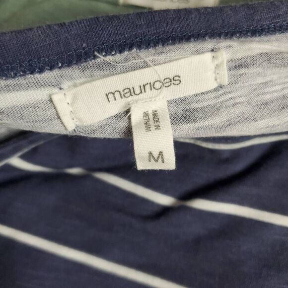 Maurices Women’s Navy White Stripe Short Sleeve Top Size M - Picture 5 of 7